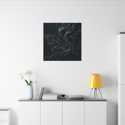 Dark Japandi Silk Drape in Moonlight | Moody Minimal Canvas Art