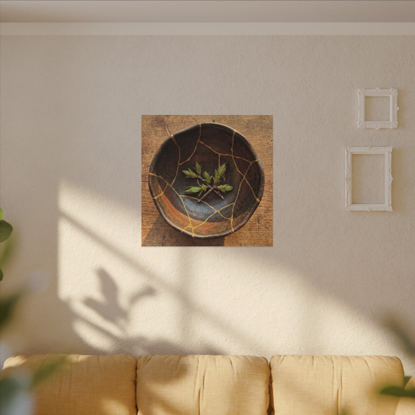 Ceramic Bowl Gold Repair Canvas Art | Resilient Kintsugi Art