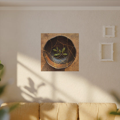 Ceramic Bowl Gold Repair Canvas Art | Resilient Kintsugi Art