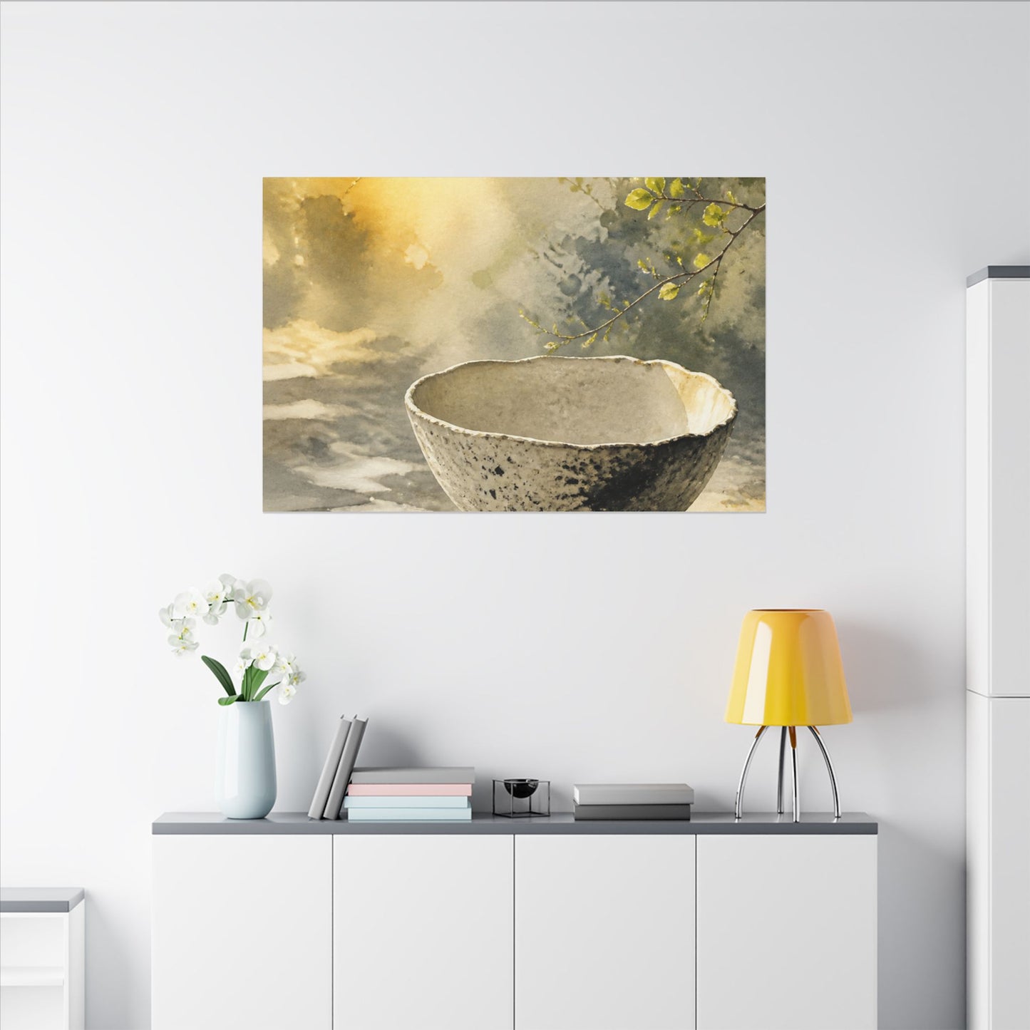 Cozy Ceramic Bowl Canvas Art - Watercolor Japandi