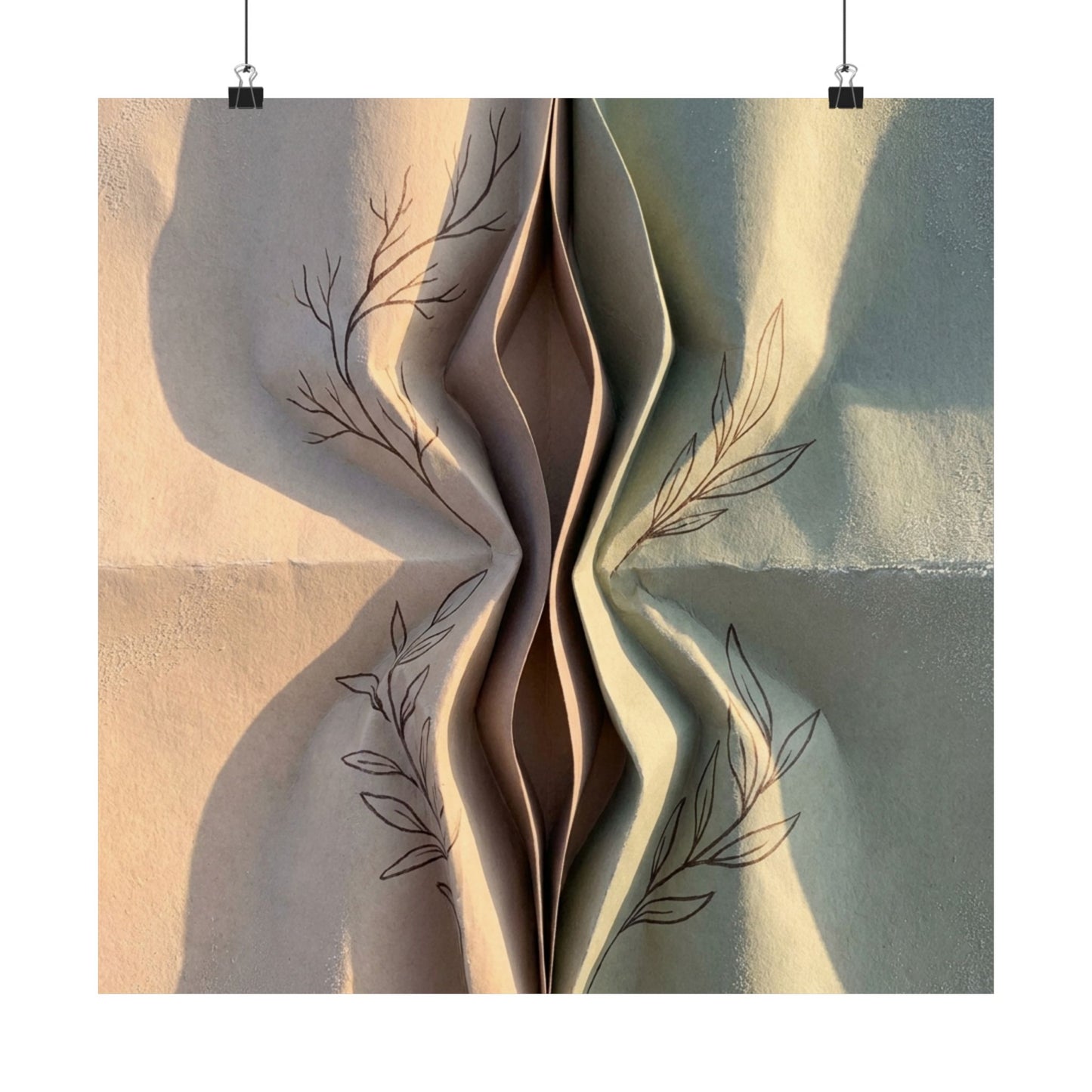 Kanso Paper Fold Wall Art Print - Japandi Minimal Line