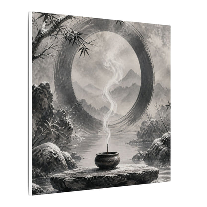 Incense Smoke Canvas Art | Winter Zen Sumi E Art