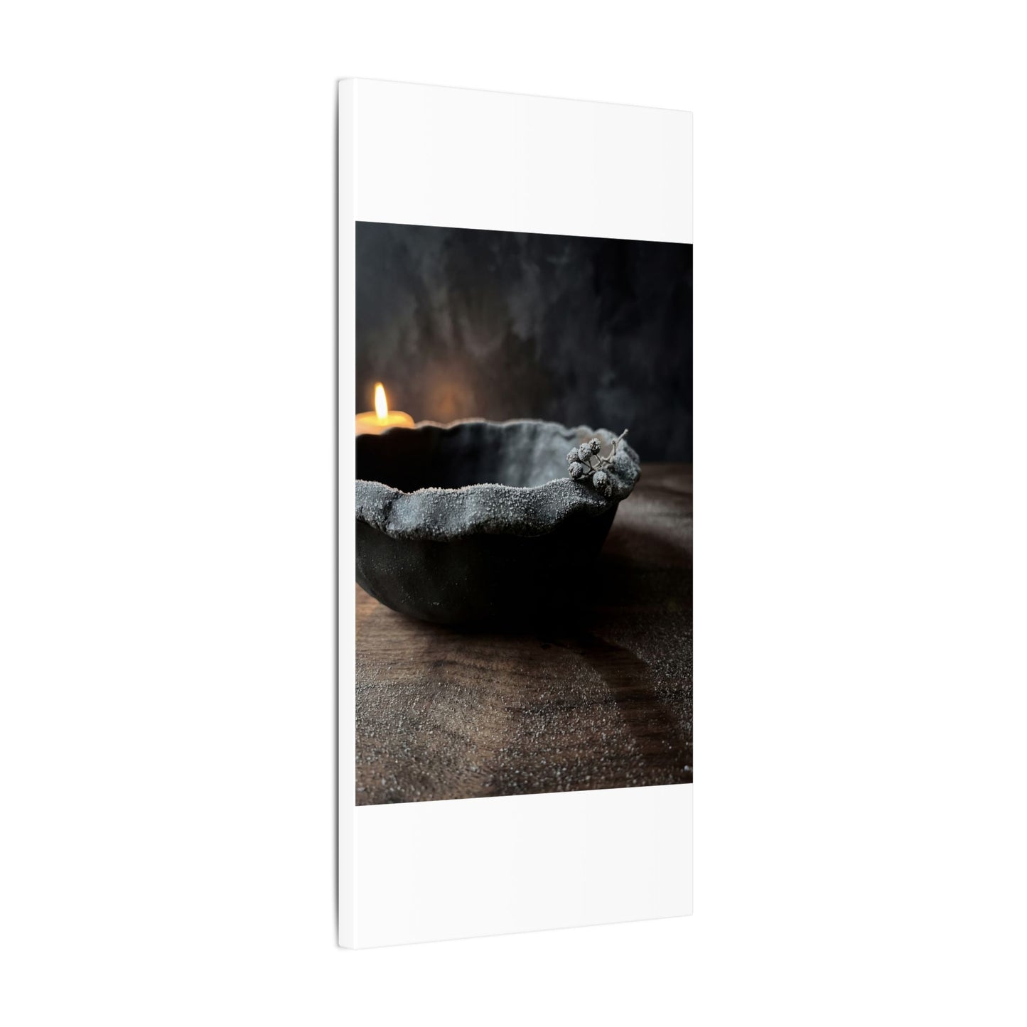 Ceramic Bowl Canvas Art | Winter Dark Japandi Shadow Zen Art