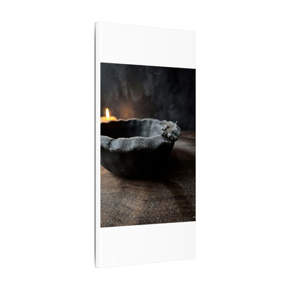 Ceramic Bowl Canvas Art | Winter Dark Japandi Shadow Zen Art