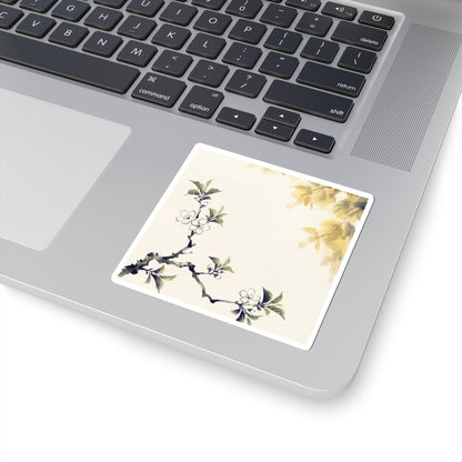Golden Hour Cherry Blossom Sticker - Zen Kanso Art Print