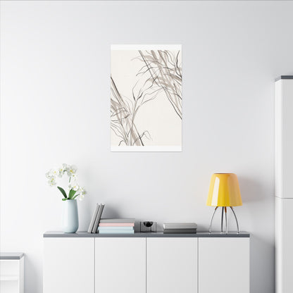 Neutral Shoji Screen Canvas Art - Minimal Line Japandi