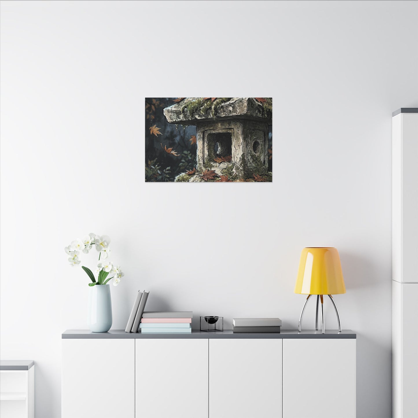 Shibui Stone Lantern Canvas Art - Japandi Minimal Line