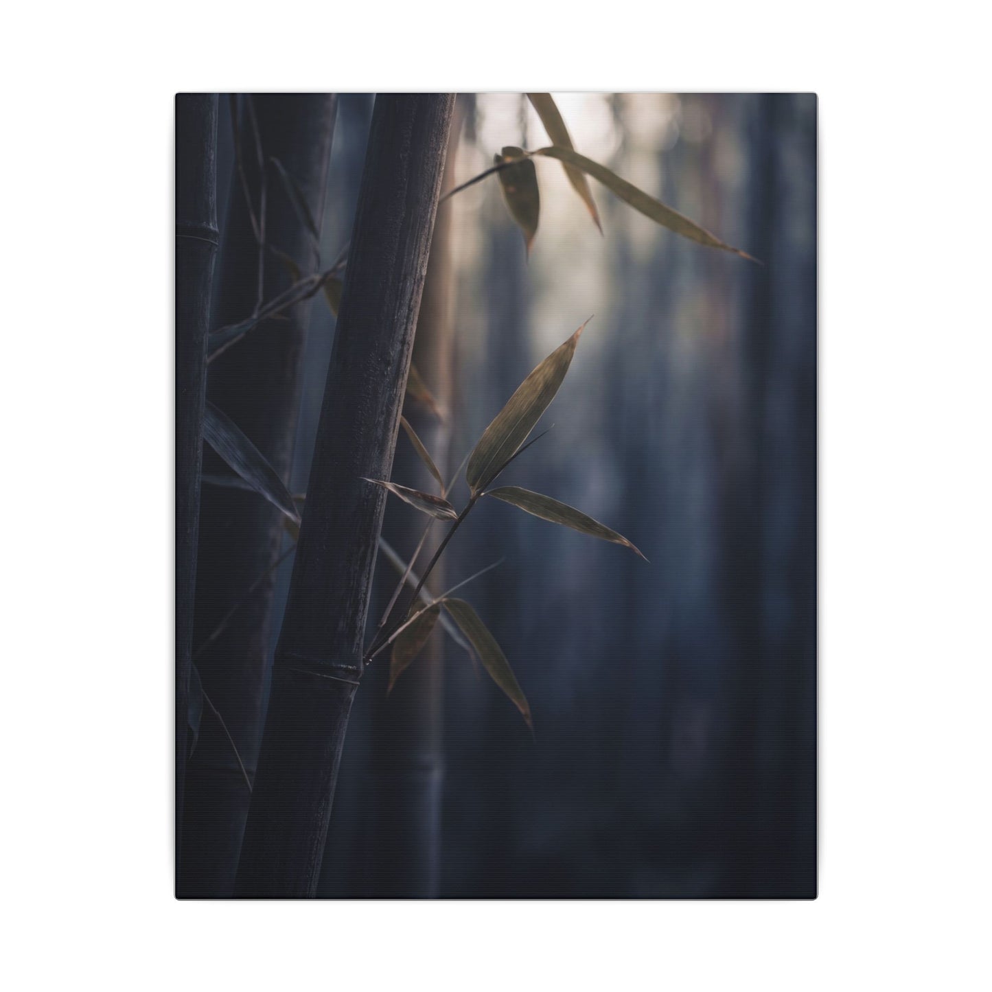 Dark Japandi Bamboo Grove in Dawn | Moody Minimal Canvas Art