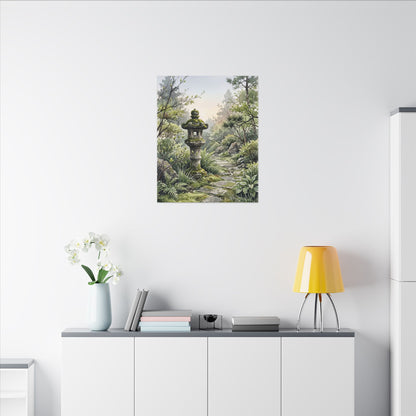 Neutral Stone Lantern Canvas Art - Watercolor Japandi