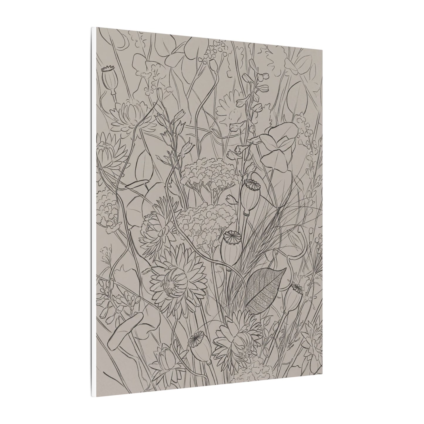 Summer Dried Flowers Minimal Line Canvas Art | Elegant Decor