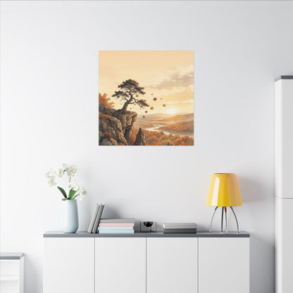 Pine Tree Autumn Canvas Art | Japandi Warm Design