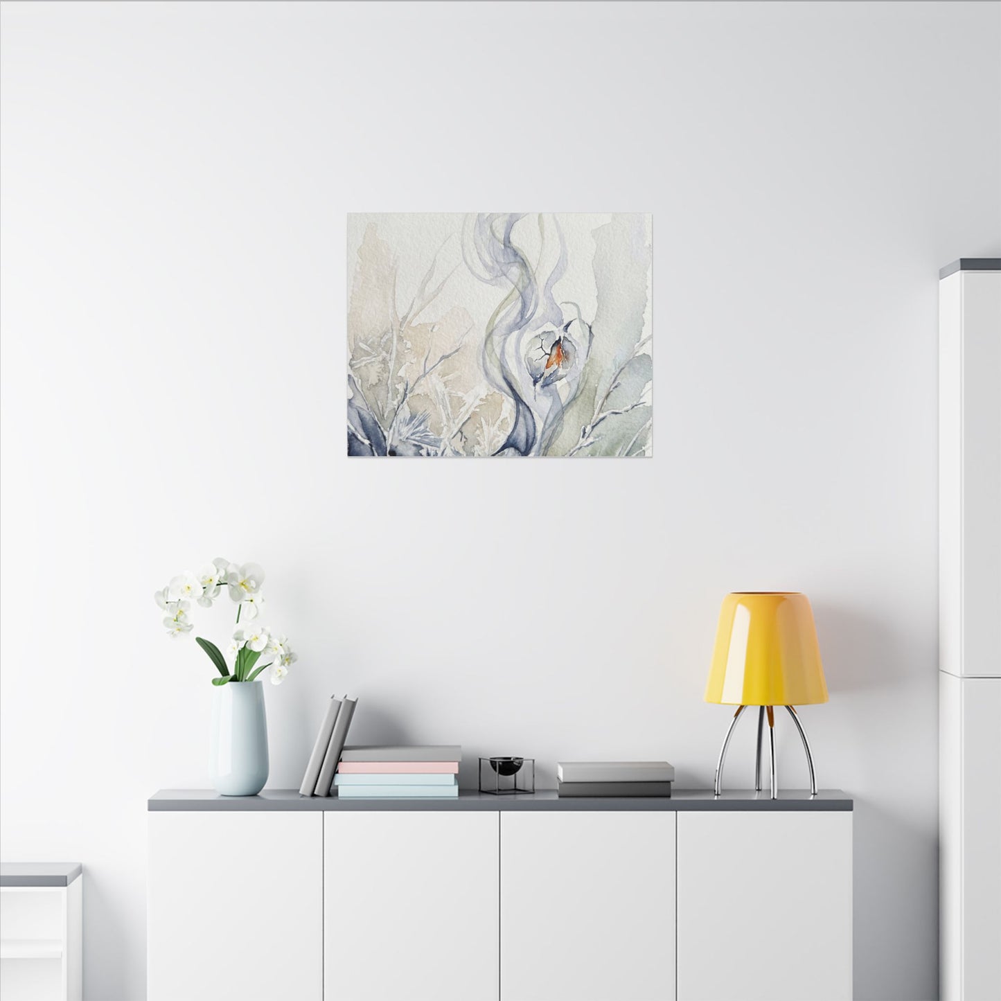 Earthy Incense Smoke Canvas Art - Watercolor Japandi