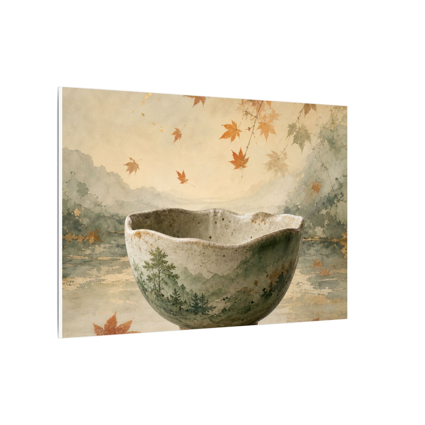 Autumn Ceramic Bowl Watercolor Canvas Art | Cozy Decor
