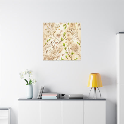 Spring Dried Flowers Watercolor Canvas Art | Earthy Decor
