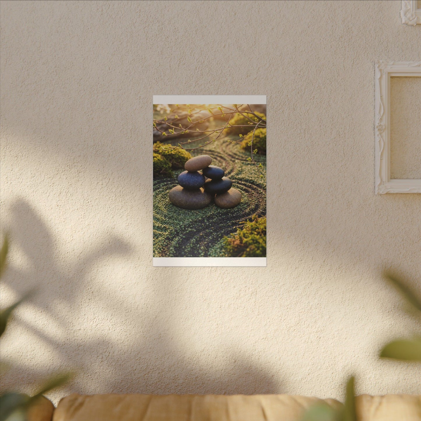 Zen River Stones in Golden Hour | Karesansui Canvas Art