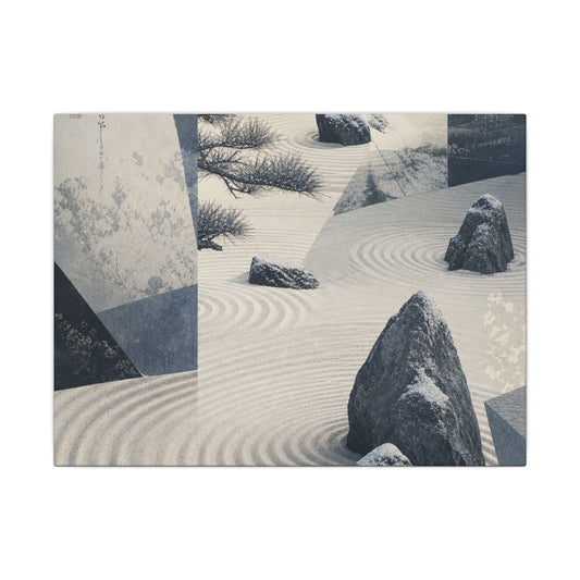 Seijaku Rock Garden Canvas Art - Zen Ukiyo E Inspired