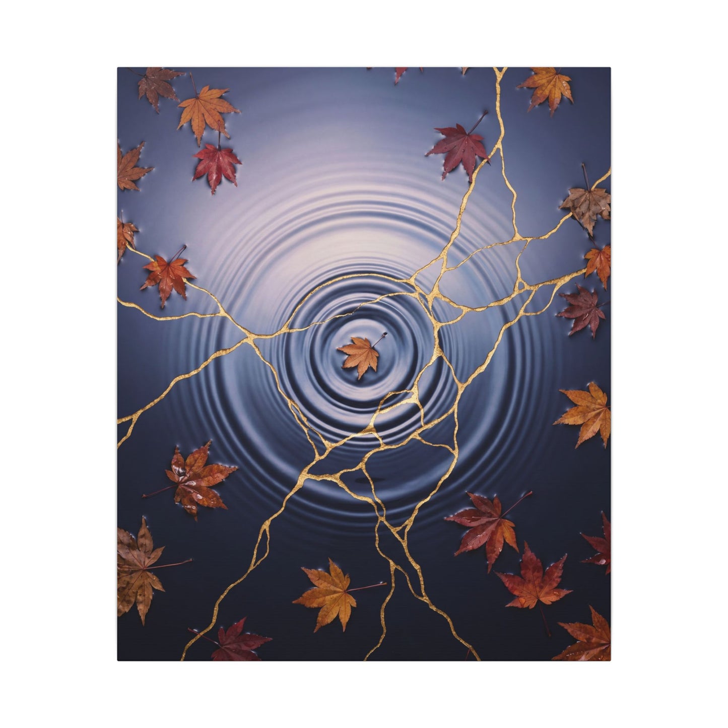Kintsugi Water Ripple in Dawn | Gold Vein Canvas Art