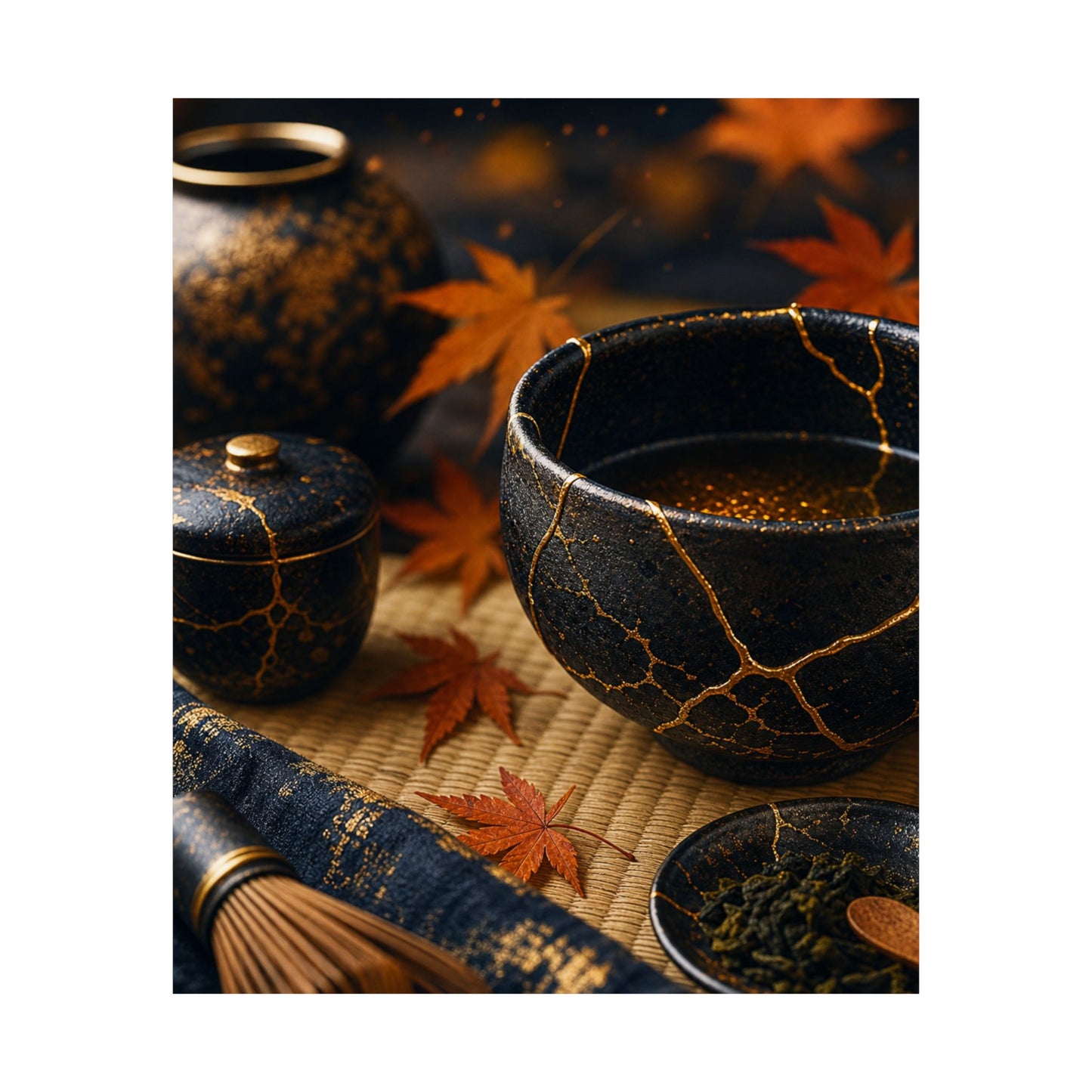 Tea Ceremony Gold Repair Wall Art Print | Healing Kintsugi Art