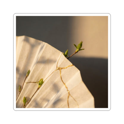Paper Fold Sticker | Spring Kintsugi Gold Vein Art
