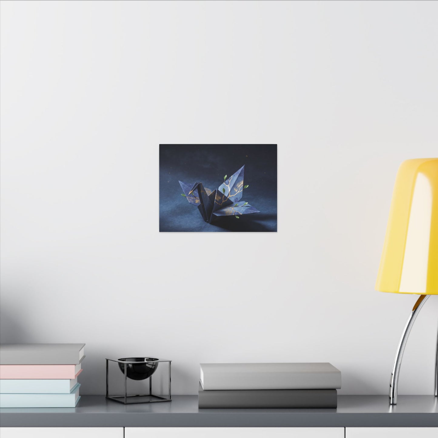 Kintsugi Paper Fold in Moonlight | Crackle Gold Canvas Art