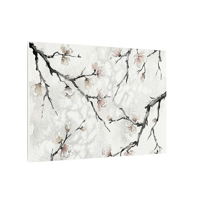 Cherry Blossom Canvas Art | Winter Japandi Watercolor Art