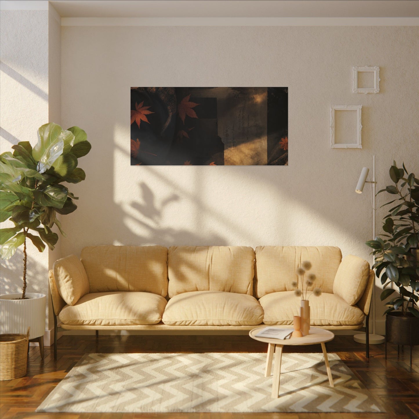 Autumn Silk Drape Shadow Zen Canvas Art | Bold Decor