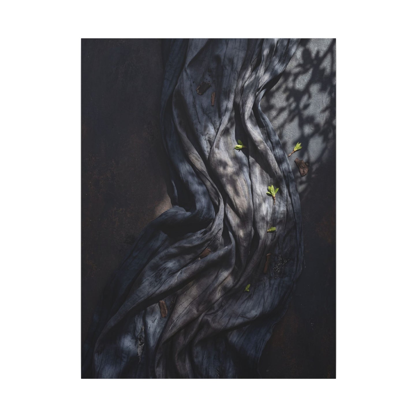 Seijaku Silk Drape Canvas Art - Dark Japandi Dark Texture