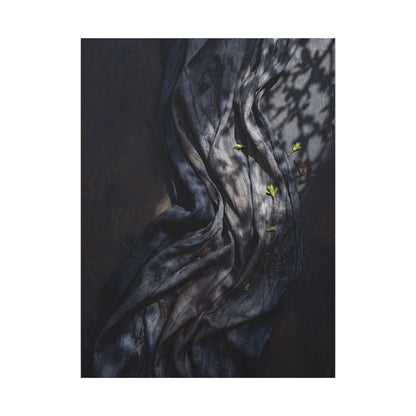 Seijaku Silk Drape Canvas Art - Dark Japandi Dark Texture