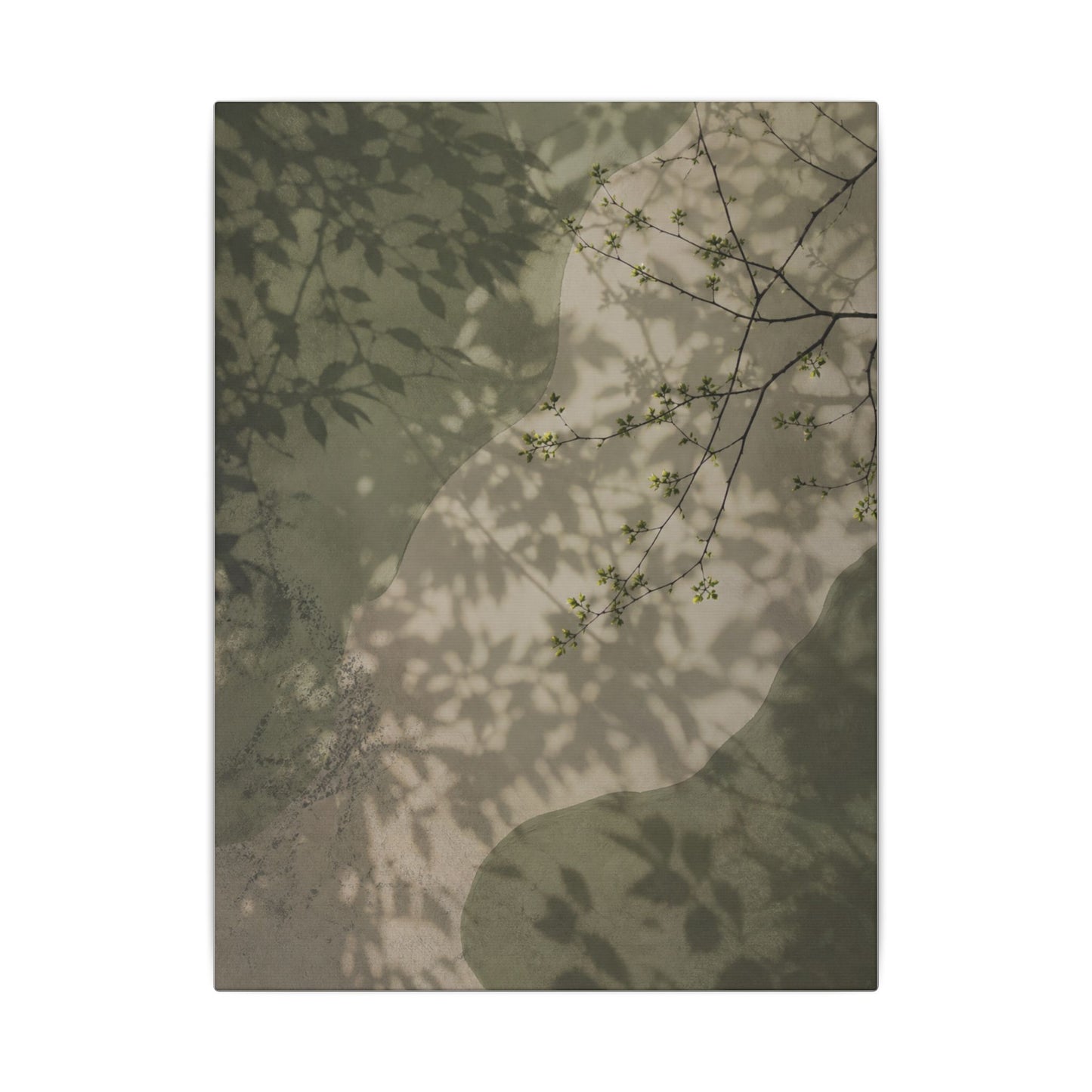 Neutral Shadow Play Canvas Art - Japanese Pattern Japandi