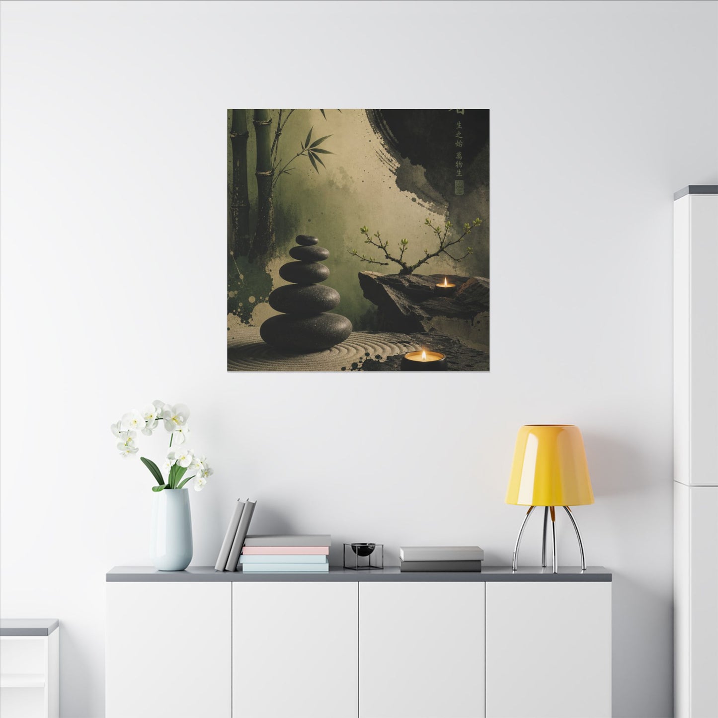 River Stones Spring Canvas Art | Zen Contemplative Design
