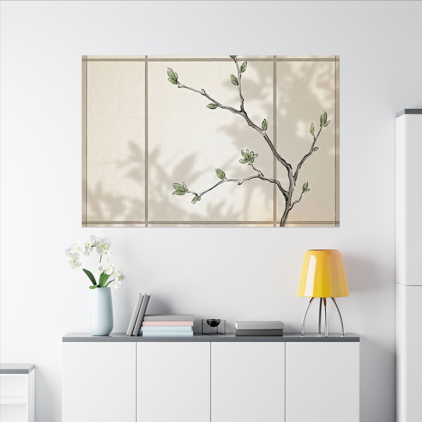 Shoji Screen Spring Canvas Art | Japandi Cozy Design
