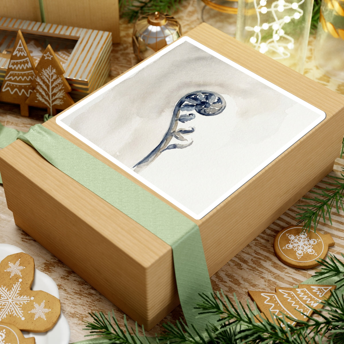 Mono No Aware Fern Unfurling Sticker - Japandi Watercolor