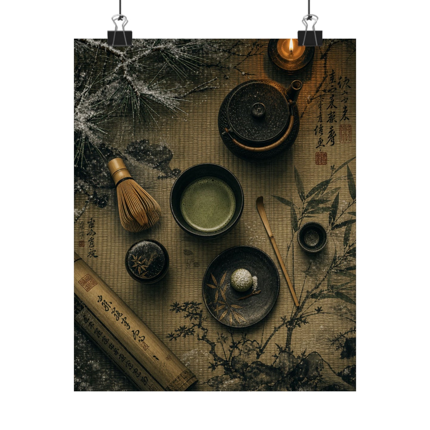 Tea Ceremony Winter Wall Art Print | Zen Calm Design