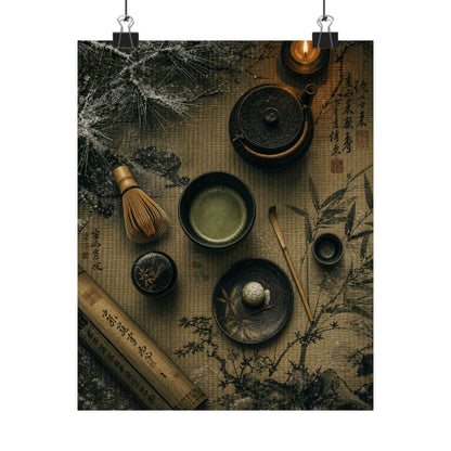 Tea Ceremony Winter Wall Art Print | Zen Calm Design