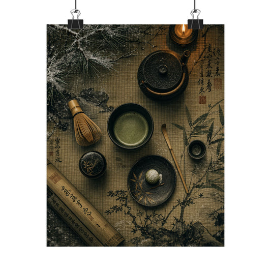 Tea Ceremony Winter Wall Art Print | Zen Calm Design