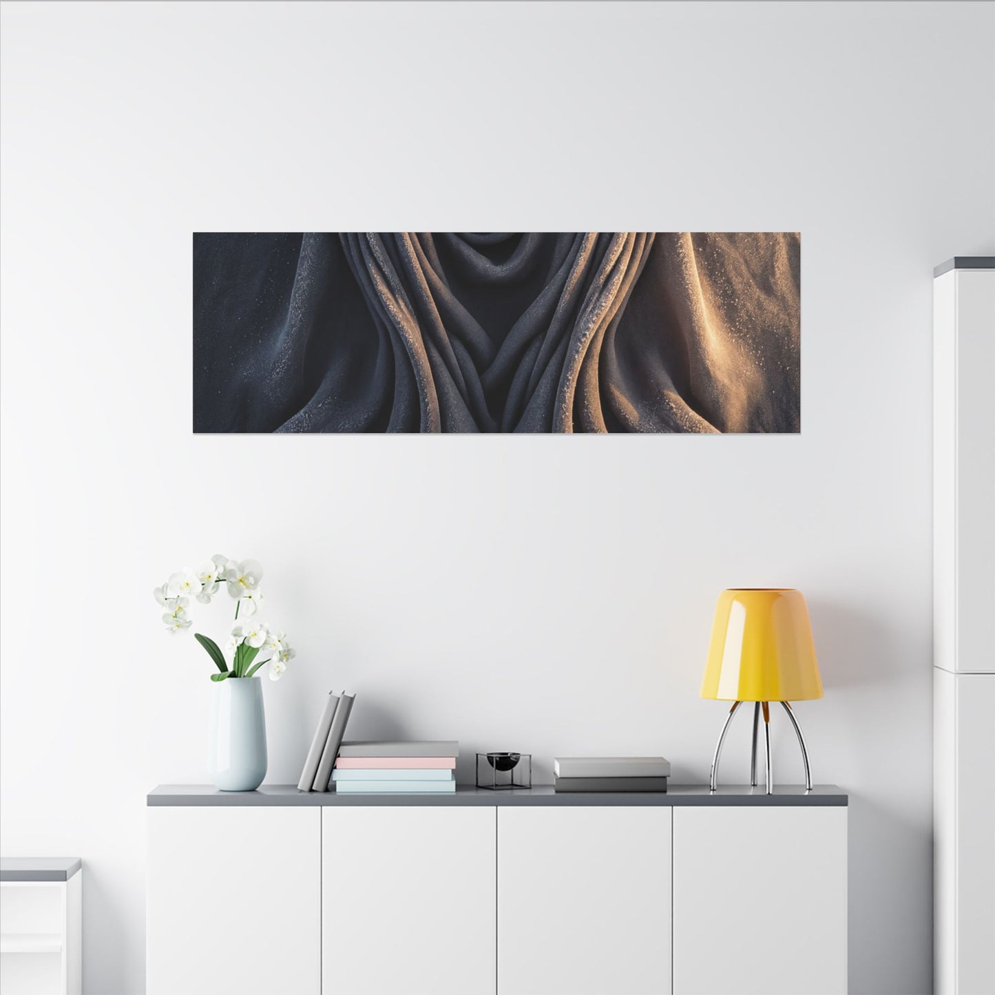 Moody Silk Drape Canvas Art - Shadow Zen Dark Japandi