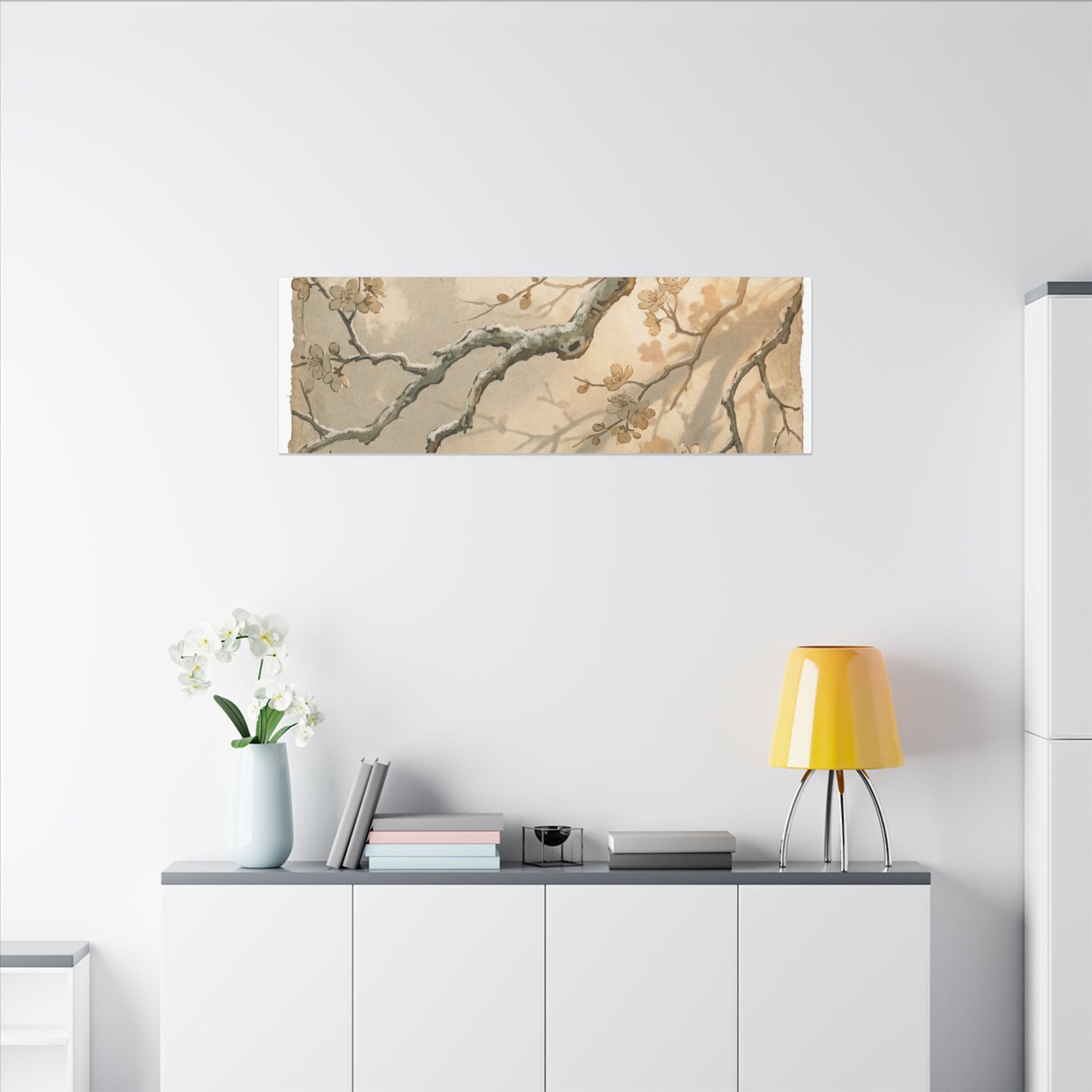 Cherry Blossom Canvas Art | Winter Japandi Japanese Pattern Art
