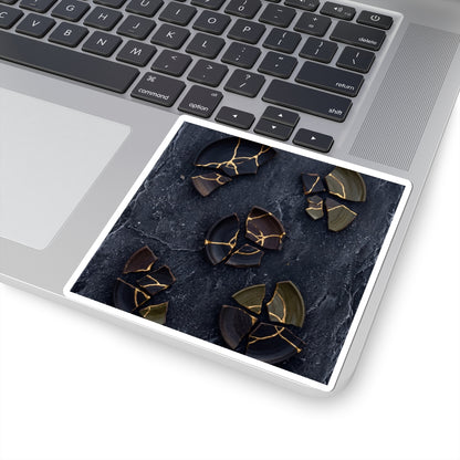 Broken Pottery Winter Sticker | Dark Japandi Moody Design