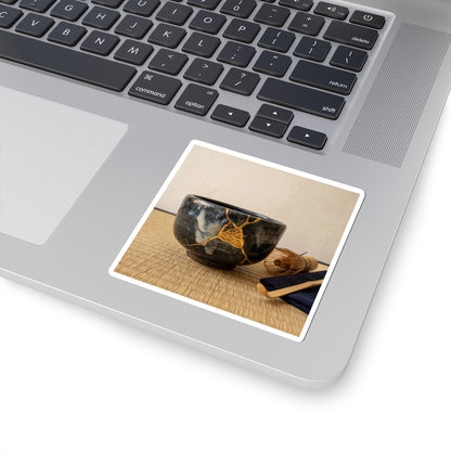 Golden Hour Tea Ceremony Sticker - Kintsugi Kanso Art Print