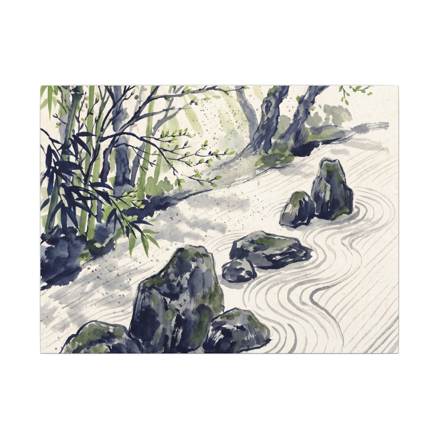 Dappled Rock Garden Canvas Art - Zen Mono No Aware