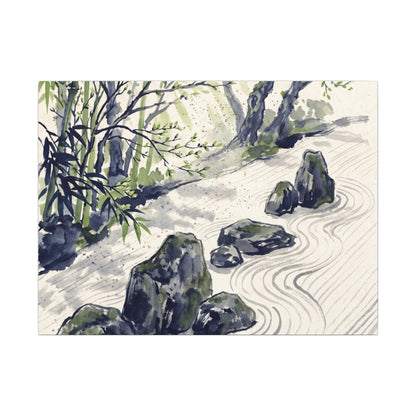 Dappled Rock Garden Canvas Art - Zen Mono No Aware