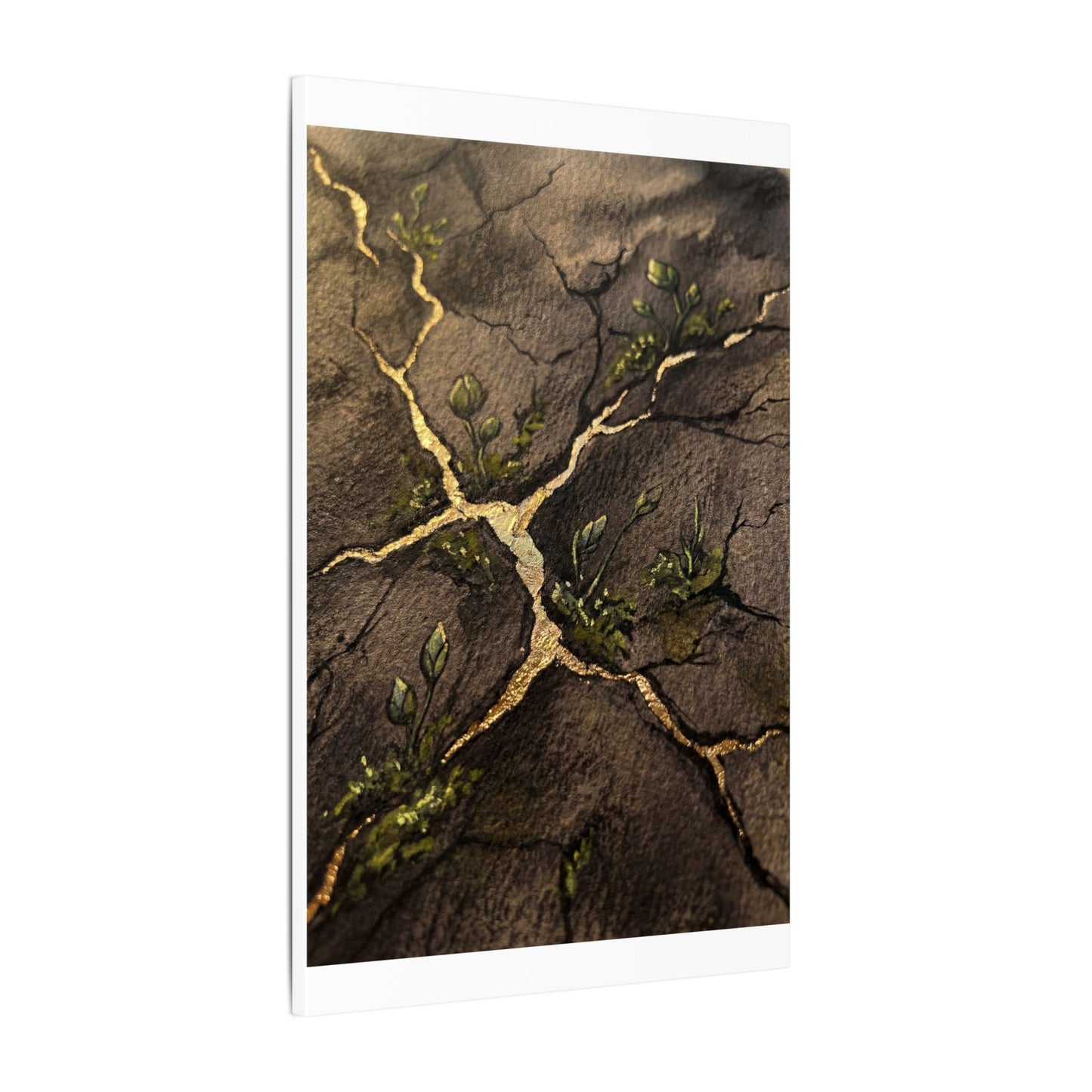 Spring Cracked Earth Charcoal Ink Canvas Art | Luxurious Decor