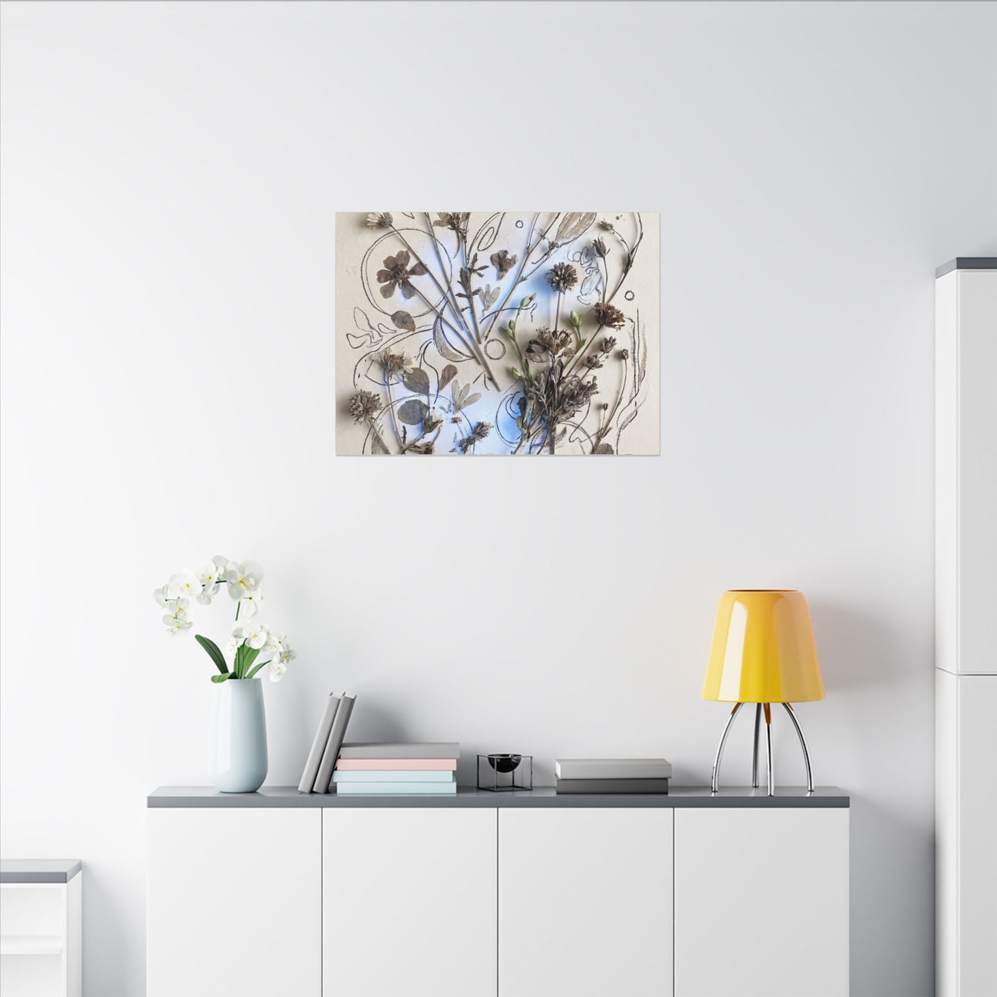 Dried Flowers Minimal Line Canvas Art | Elegant Japandi Art