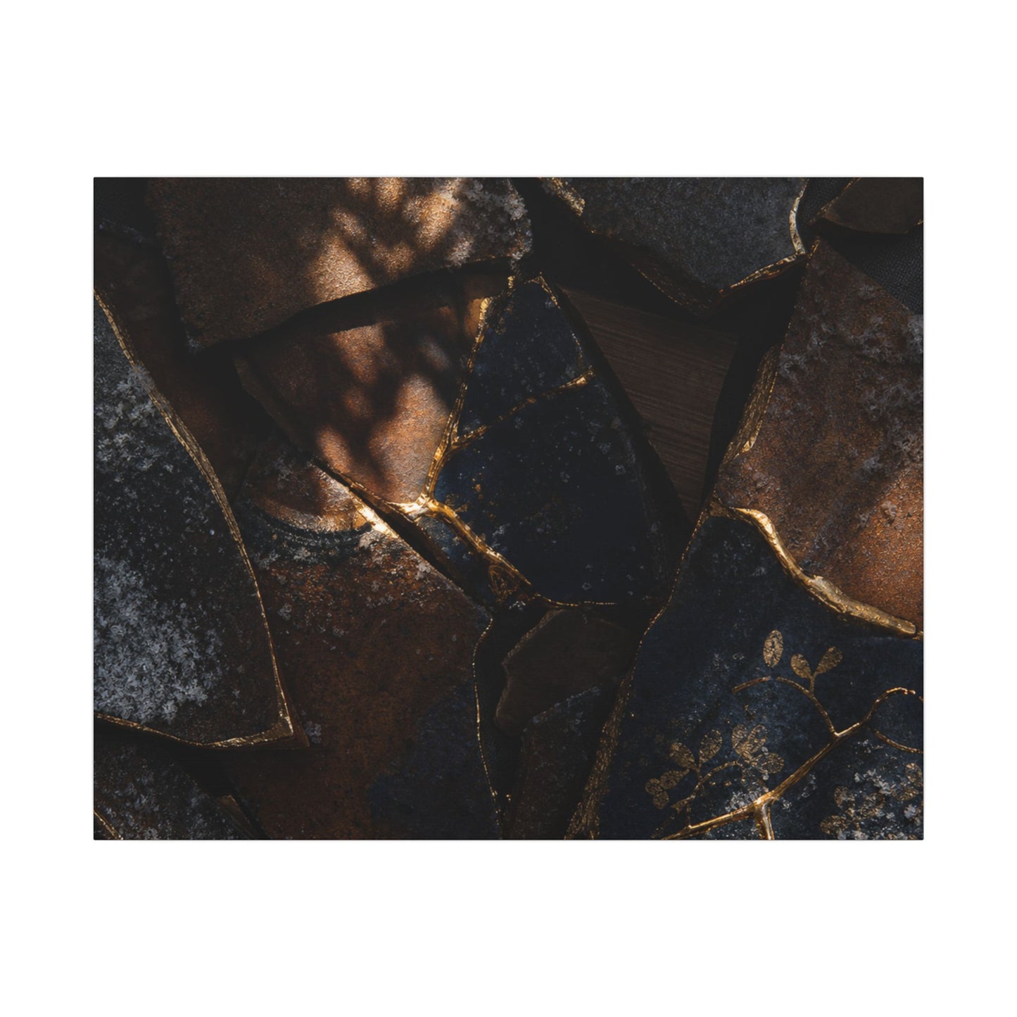 Fukinsei Broken Pottery Canvas Art - Dark Japandi Dark Texture