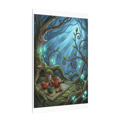 Spring Tea Ceremony Forest Whimsy Canvas Art | Cozy Decor