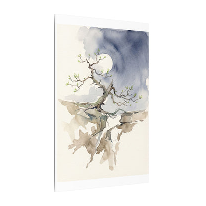 Moonlight Pine Tree Canvas Art - Japandi Ma