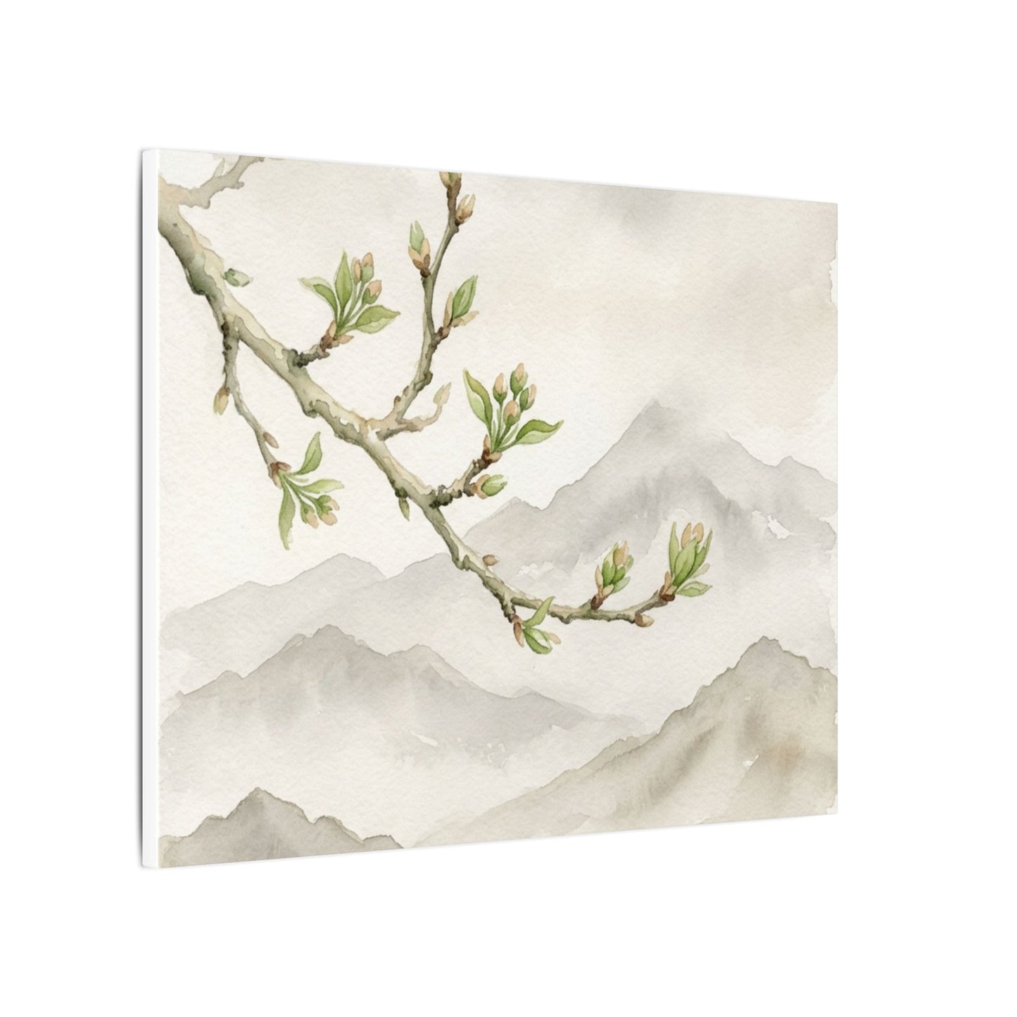 Spring Mountain Mist Watercolor Canvas Art | Cozy Decor