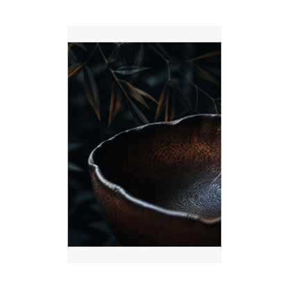Moonlight Ceramic Bowl Wall Art Print - Dark Japandi Kanso