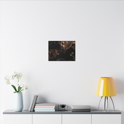 Dark Japandi Silk Drape in Golden Hour | Moody Minimal Canvas Art