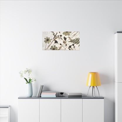 Japandi Dried Flowers in Golden Hour | Japanese Pattern Canvas Art